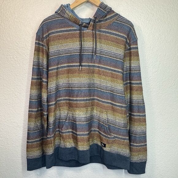 Quiksilver Hoodie Men L Multi Baja Poncho Sarape Sweater Travel Beach Surf Skate - Picture 1 of 7